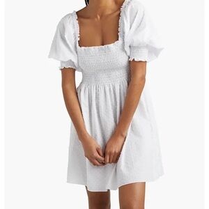 Hill House White Swiss dot Mini Dress